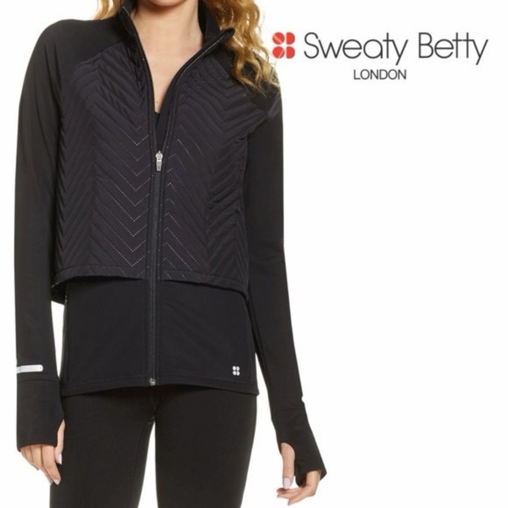 Sweaty Betty Fast Track Quilted Running Jacket in black